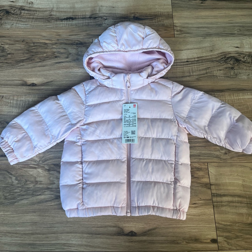 NWT Uniqlo Baby Pink Puffer Jacket 12-18mo